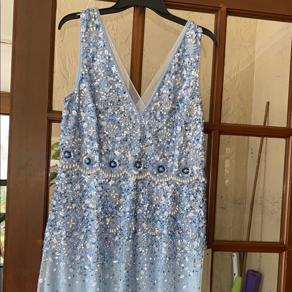 Gorgeous Elegant Blue Adrianna Papell Embellished Dress
